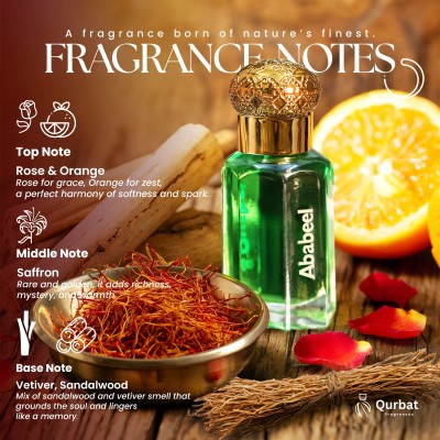 Qurbat Ababeel Attar | Luxury Perfume Oil | 12+ Hours Lasting | 6 ml Attar (Floral, Citrusy, Spicy & Woody)